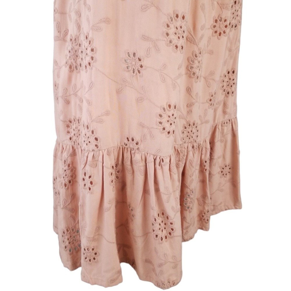 Nicole Miller Artelier Floral Eyelet Mini Dress Terracotta Pink Boho Small - Picture 8 of 14